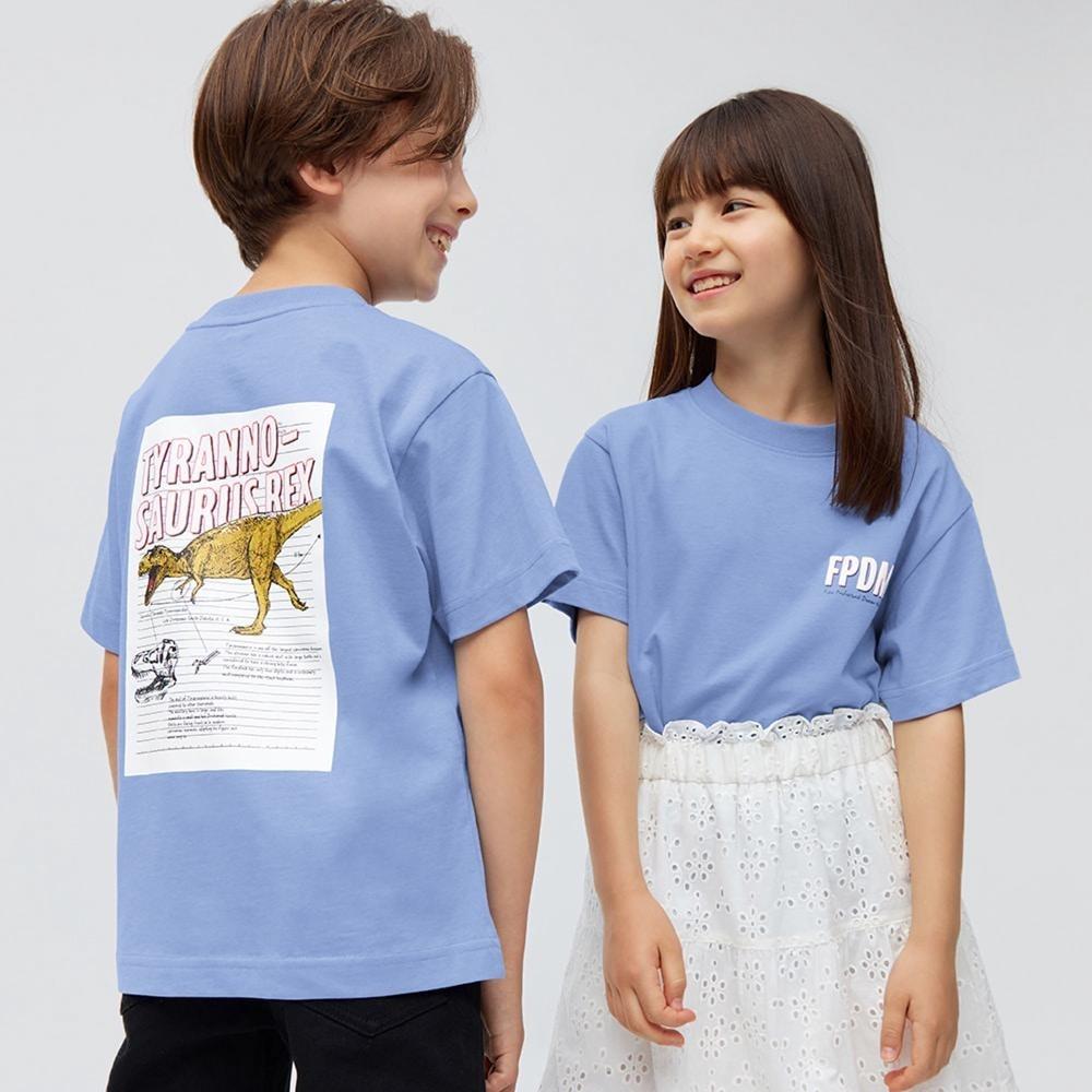

GU KIDS унисекс с рисунком Т с коротким рукавом Префектура Фукуи Музей Дайносор 2