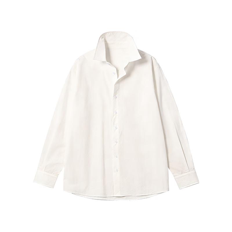 GREEN BELT Women s Loose Fit Asymmetric Lapel Pure Cotton White Shirt XS
