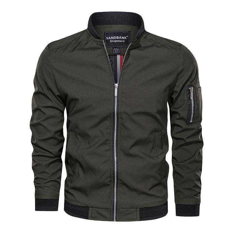 Spring and Autumn Thin Men's Baseball Collar Solid Color Jacket Casual Air Force One Jacket Men's