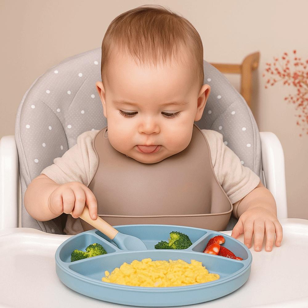 Waterproof Silicone Divided Plate Non-Slip Toddler Eating Plate Kids Feeding Plate  Baby Feeding
