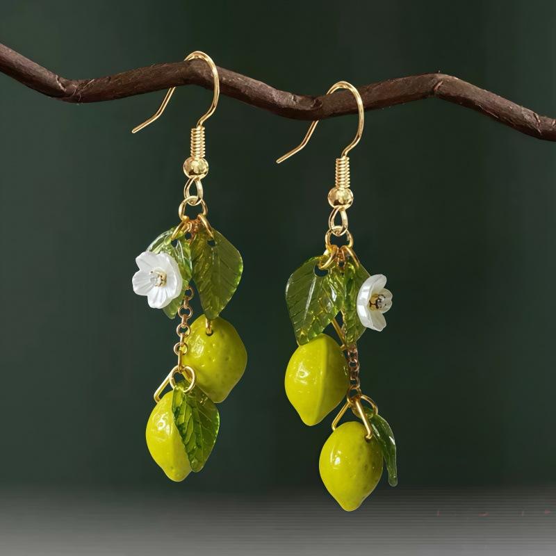 Personalized Lemon Earrings with Long Tassel Summer Fruit Dangle Earrings Versatile Bohemian Jewelry Gift for Women