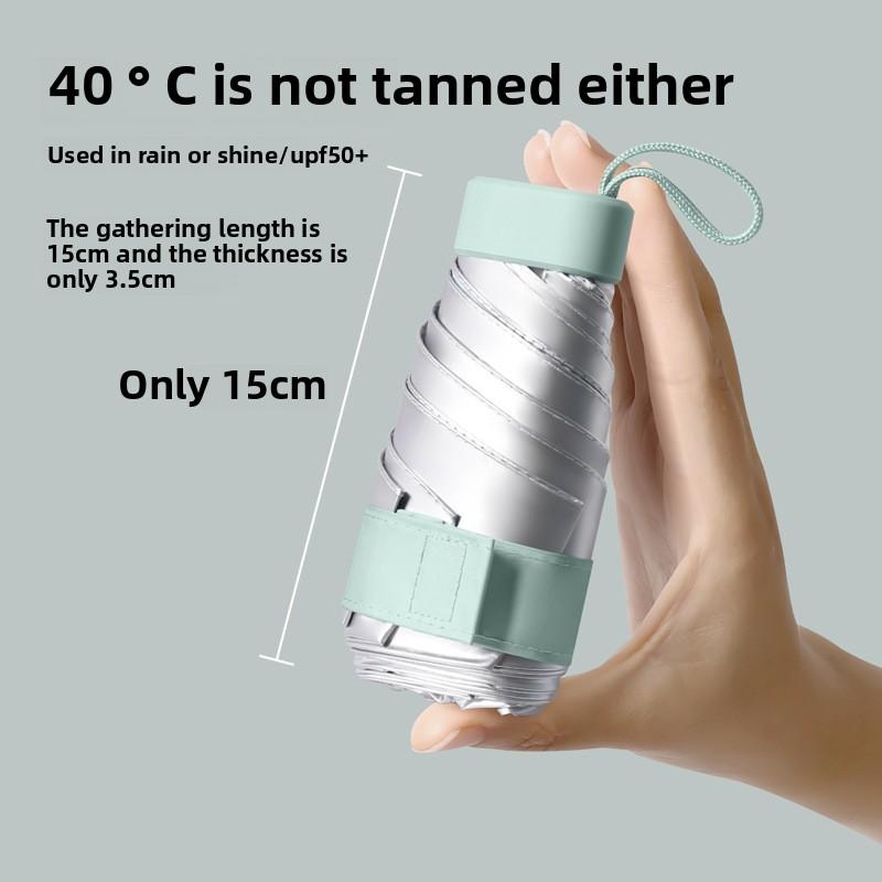 Titanium Silver Sun Protection 50+ Folding Capsule Umbrella for Women with High-end Ultraviolet 50% Off Sun Protection