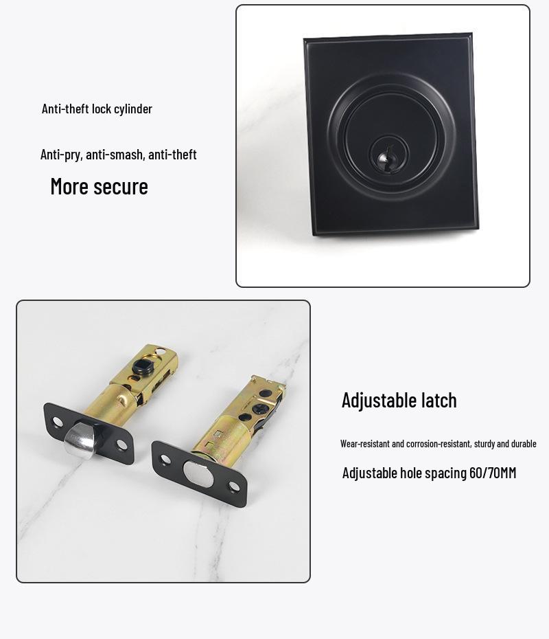 Black Zinc Alloy Anti-theft Door Lock Set for Wooden Entrance Doors