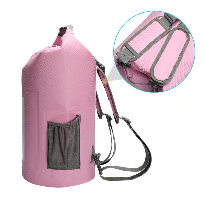 Carbon Fiber Waterproof Portable Bucket Bag Waterproof Bag Beach Rafting Swimming Outdoor Backpack 20L