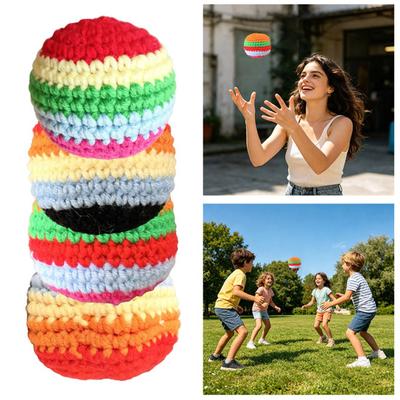 Ručně háčkovaný footbag, měkké pletené žonglovací hračky pro děti, barevná hodová hra pro předškolní venkovní hraní