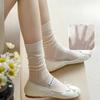 5 Pairs Women Solid Color Small Leg Socks Fashionable Sweet Style Summer Thin Mesh Hollow Breathable Casual Stacked Socks