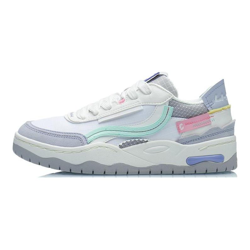 Li Ning CF Tracing Textile, Synthetic Leather Non Slip Lightweight Low Top Skateboard Shoes Women's Blue White AGCR300-1