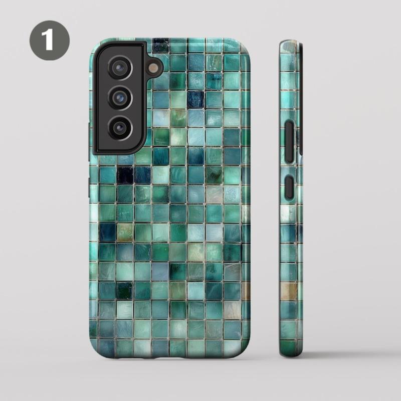 Hybrid Double-layer Phonecase Glass Mosaic Tile Phone Case for Samsung Galaxy S26 S25 Ultra S24 FE S23  Plus 5G Hard Shell
