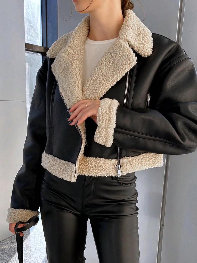 European & American Style Women's Leather & Fur One-Piece Jacket Coat - Versatile New Fashion