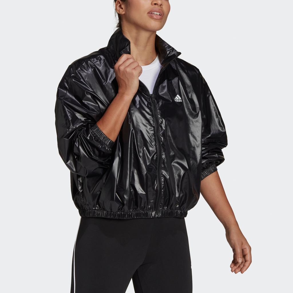 (WMNS) Giacca adidas Wvn Stampa Logo Lucida Collo Alto Giacca Cappotto Nera Donna HI1197
