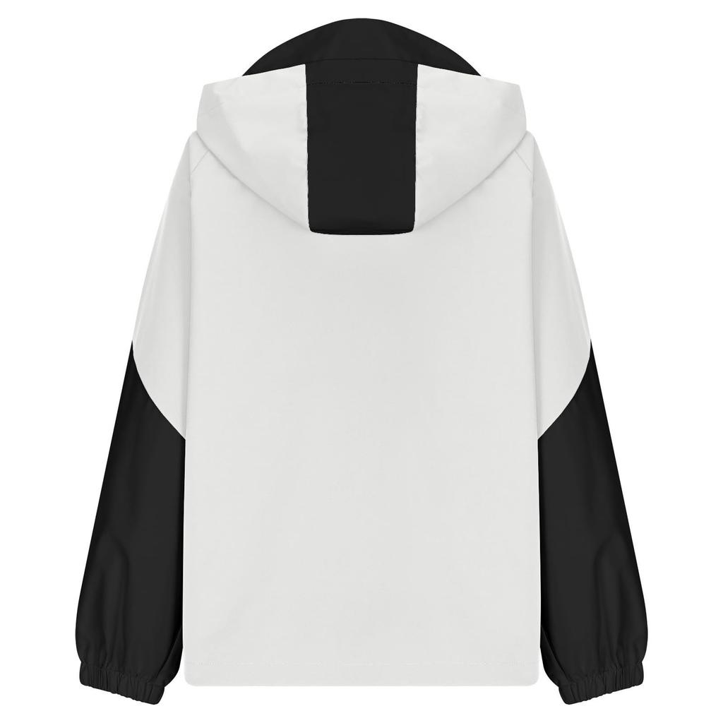 Women Solid Stripe Rain Jacket Outdoor Plus Waterproof Hooded Raincoat Windproof