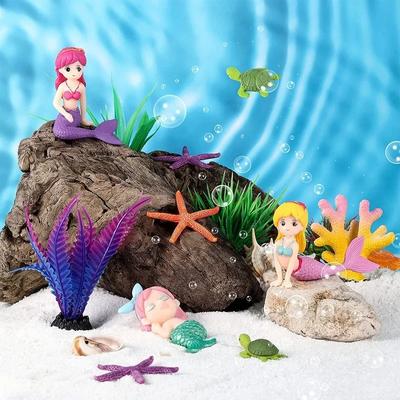 Aquarium Decoration DIY Cake Decor Miniature Figurines Beautiful Mermaid Figurine Fish Tank Ornaments Desk Craft Accessories
