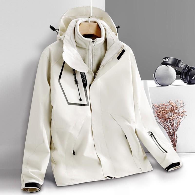 Men Women 3-in-1 Waterproof Windproof Hiking Jacket With Removable Fleece Liner Outdoor Camping Trekking Skiing