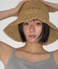 RONRON Raffia Crochet Floppy Hat Beige