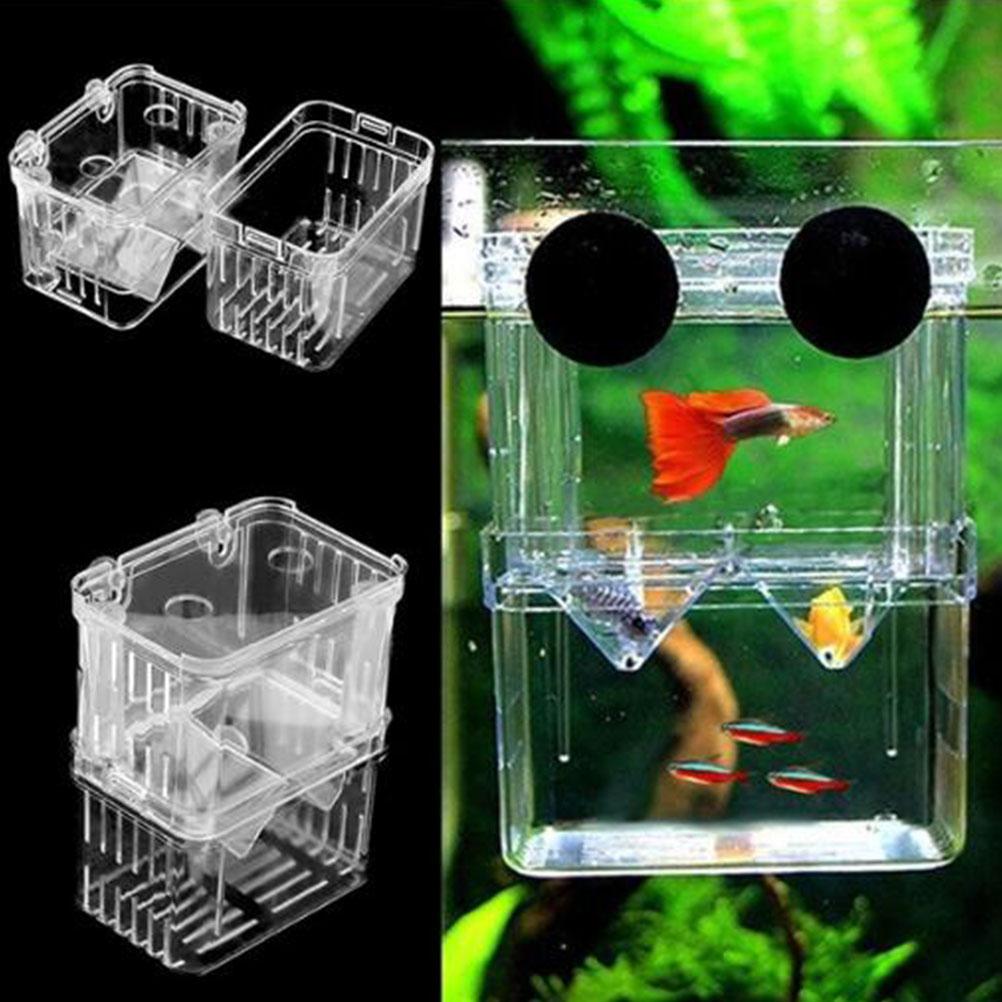 Acrylic Fish Breeding Aquarium Dual Layer Hanging Fry Baby Fish Hatchery Incubator Net Fish