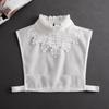 Front Tie White Fake Collar Stand Beads Detachable Collar Fake Women Vintage Crystal Lace Ladies False Blouse Collar Half Shirt