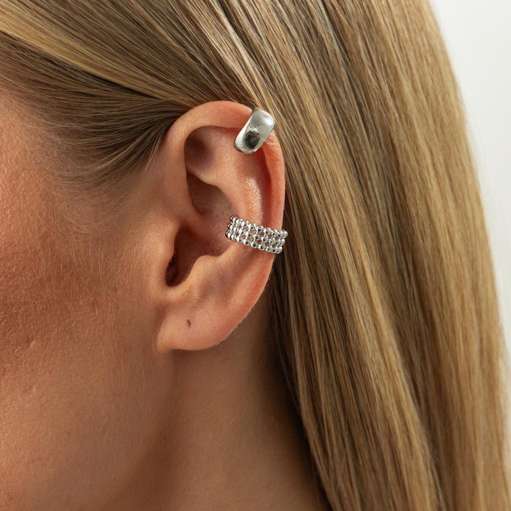 Design Sense Metal Smooth Water Drop Doudou Ear Clips, Personalized Geometric Element Ring Folded Stud Earrings