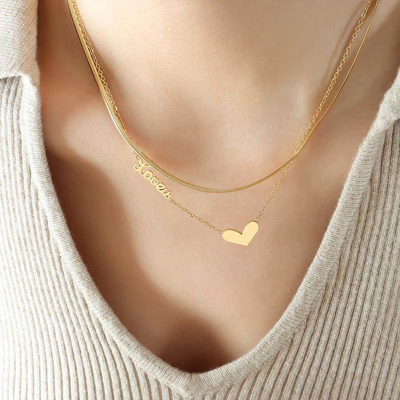 European Double Layer Heart Necklace for Women - Trendy Spicy Girl Clavicle Chain