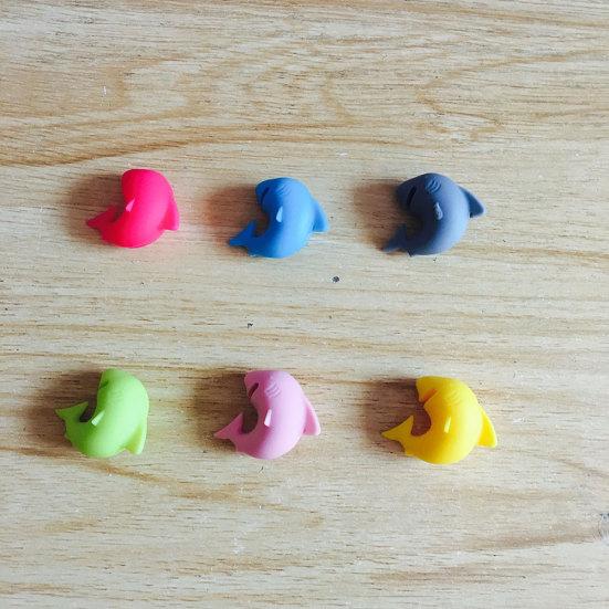 6Pcs Silicone Cute Shark Cocktail Party Wine Glass Cup Drinks Marker Label Tags