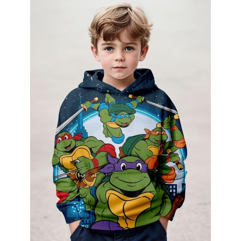 

Детская толстовка с капюшоном и длинными рукавами с принтом черепашек-ниндзя и карманами для мальчиков, для занятий спортом на открытом воздухе и отдыха 120