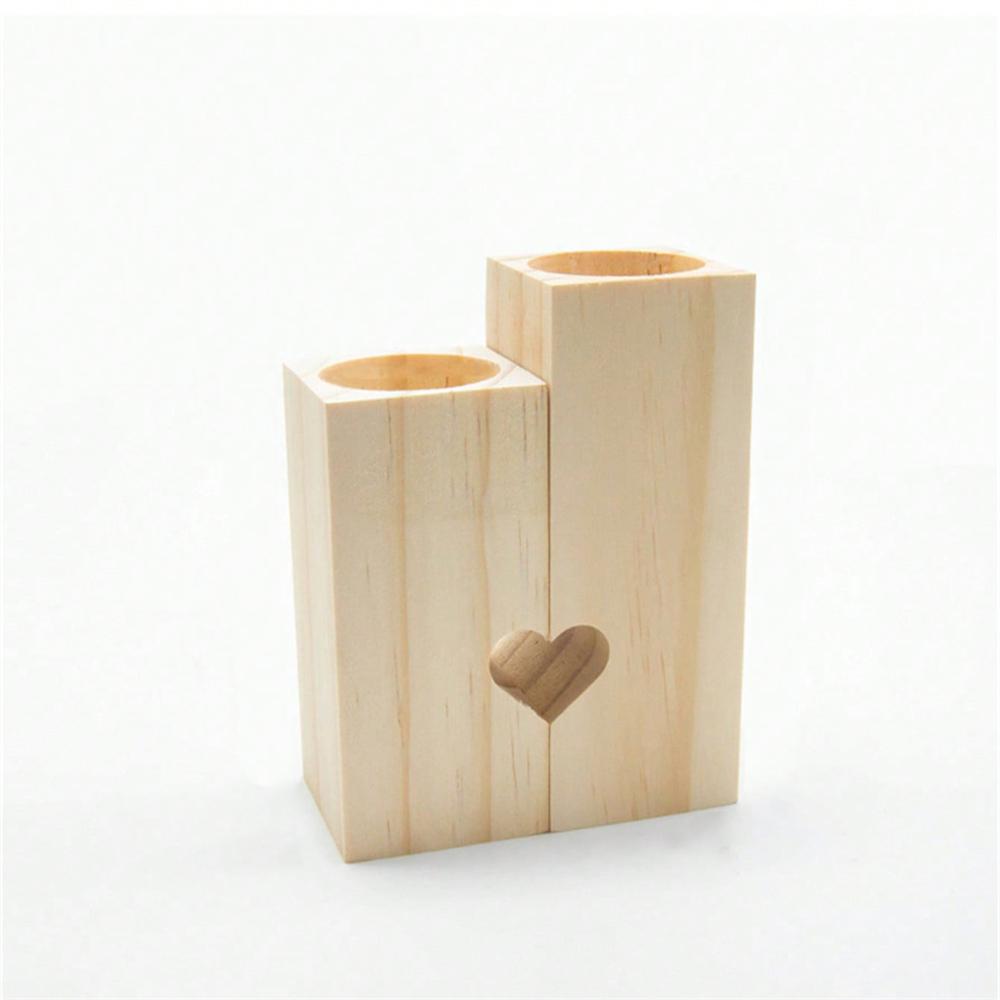 1pc Love Shaped Candleholder Mother's Day Wooden Heart Shaped Small Wax Candleholder Solid Wood Romantic Gift Aromatherapy Base