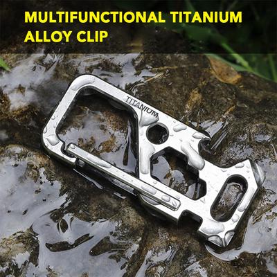 Outdoor Multi Tool Titaniumlegering Clip Sleutelhanger Houder Flesopener Steeksleutel Fietsgereedschap
