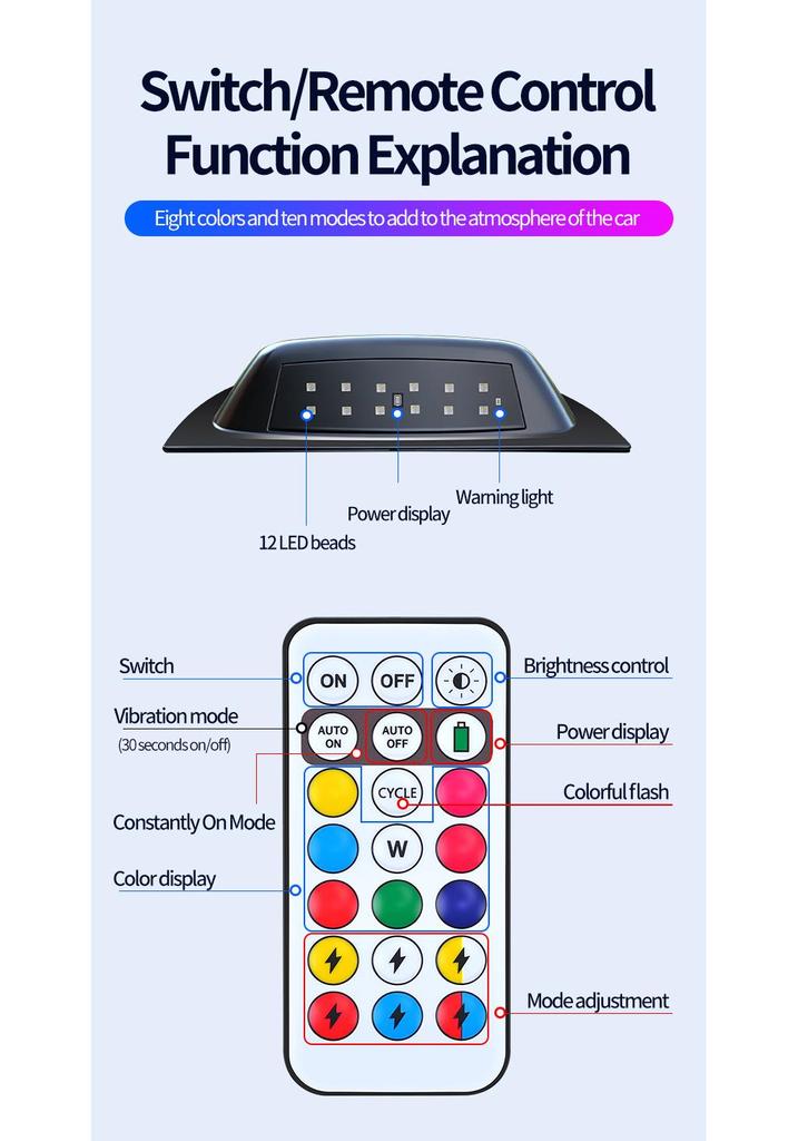 Solar-Powered LED Vehicle Warning and Decorative Light