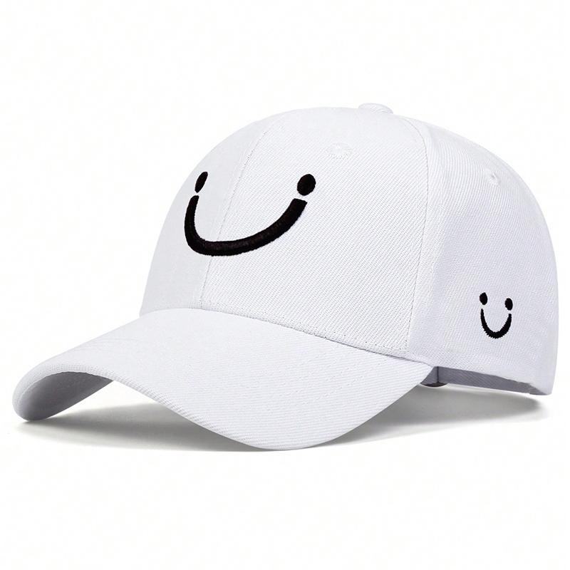 

Унисекс Бейсболка Snapback с вышивкой улыбающегося лица Весна Осень Уличная Регулируемая Повседневная Кепка Кепка от солнца Спортивная Кепка белый