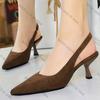 Fashion 2025 Shoes Suede Women Pumps Pointed Hollow Out High Heels 6 CM Summer Women's Sandals Occupation Office Shoes Kitten Heels