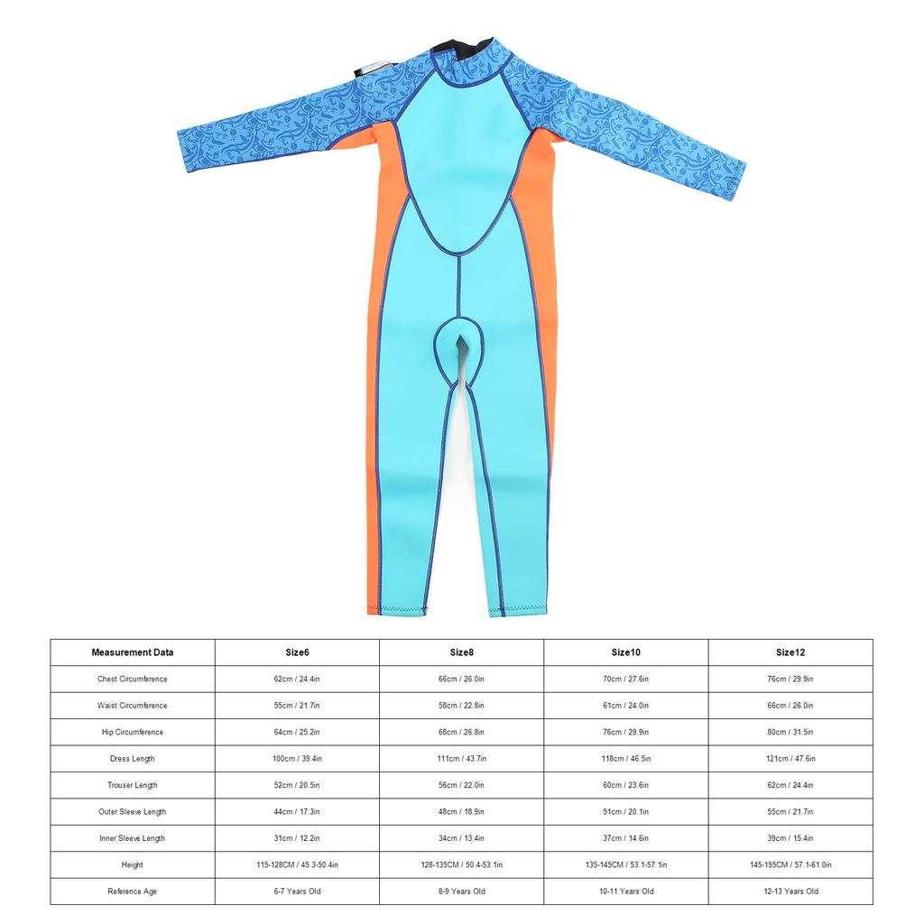 Kids Wetsuit Warm Sun Protection Long Sleeve 2.5mm Neoprene Toddler Surfing Wetsuit for Girls Boys Swimming Diving Snorkeling Size 8