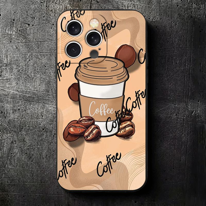 Black Coffee Fashion Style Soft Phone Case for iPhone 16 16E 17 Air 15 Pro Max 14 Plus 13 Mini 11 12 7 Black Cover Back Shell