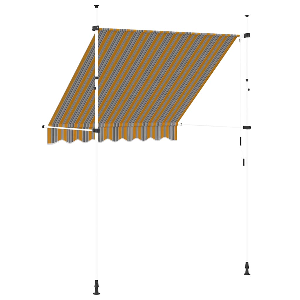 Manual Retractable Awning 200 Cm Yellow Blue Striped