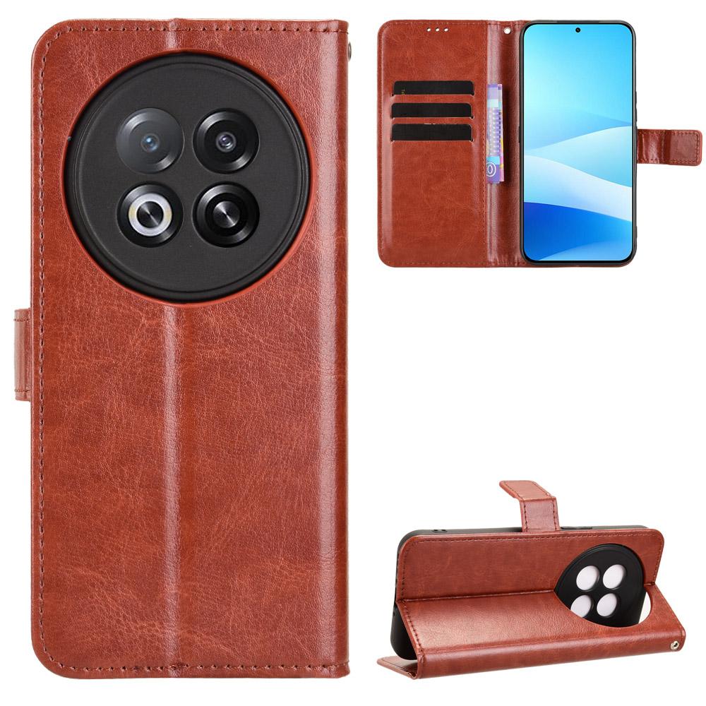 

Для Meizu Note 16 Pro Чехол из ПУ кожи с ремешком Текстура Crazy Horse Чехол-кошелек для телефона Brown