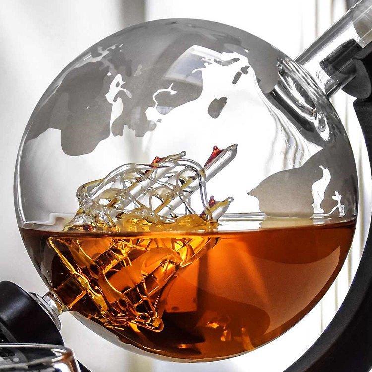 Conjunto para whisky decantador globo deluxe conjunto de copos presente elegante para aniversário
