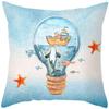 Blue Ocean Pattern Throw Pillow Cover With Short Plush Print Living Room Sofa Decoration Cushion Cover Pillow Covers Decorative