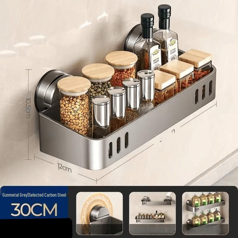 Wall-Mounted Suction Cup Kitchen Spice Rack