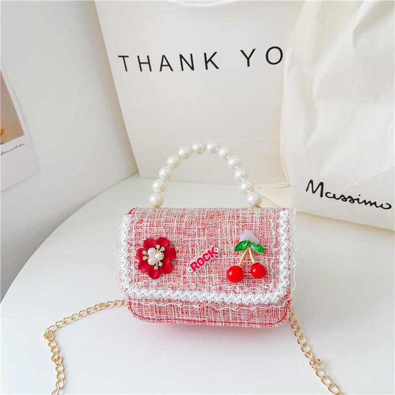 Adorable Children's Princess Pearl Mini Shoulder Bag With Cartoon Bow Design