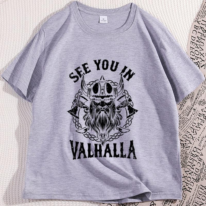 Vintage See You in Valhalla T Shirt Womern Causal Cotton Short Sleeve Round Neck Tshirt Comfortable Round Neck Comfortable Tee