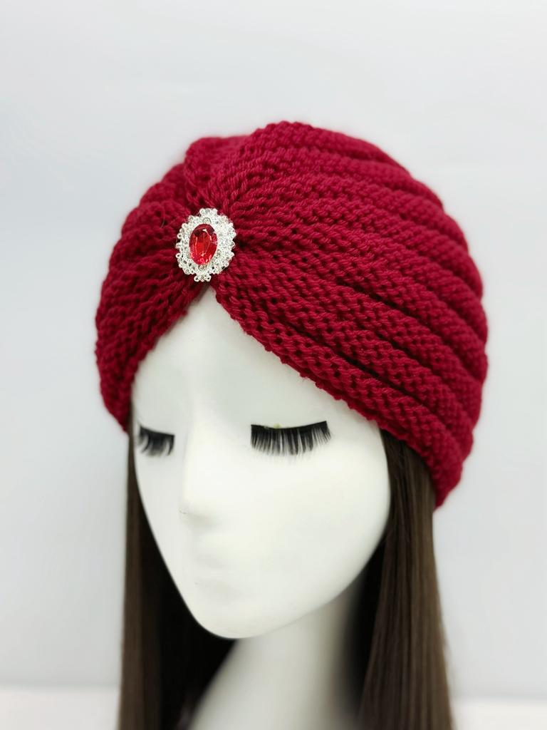 Autumn and winter women's wool hat knitted hat shows a small face Xinjiang hat Arabian hat fashionable warm and breathable