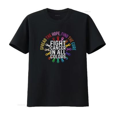 Krebsbekämpfung in allen Farben Schleifen Blume Herz T-Shirt vintage Gewaschenes Oberteil für den Alltag mode Stilvoll Lässig