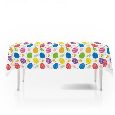 New Plastic Easter Tablecloth 137*274cm Rabbit Table Cover Bronzing Bunny Table Runner Birthday