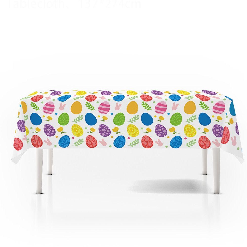 Cute Plastic Easter Tablecloth Rabbit 137*274cm Table Cover Bronzing Disposable Tablecloths Party Supplies