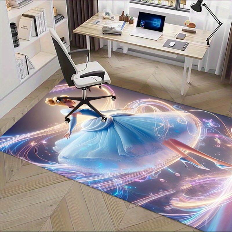1pcOffice Carpet, Under Chair Rug, Gift for Home Decor, Elegant Princess Design with Sparkling Lights and Flowing Skirt