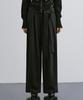 TREEMINGBIRD Detachable Belt Pleated Slacks [ Black ]