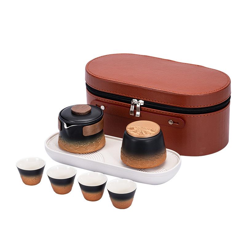 Guochao Travel Kung Fu Tea Set, Hand Grab Pot Cup, Business Festival Commemorative Leader Father Mid-Autumn Festival Gift