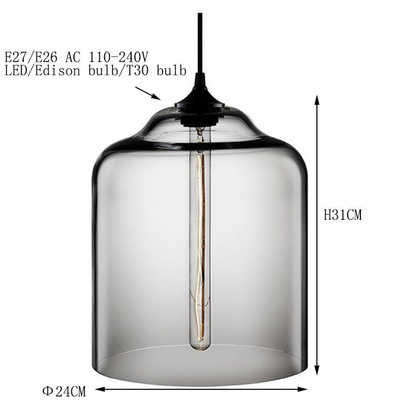 7 color Industrial Colourful glass ball led Pendant Lamps modern e27 lights restaurant living room