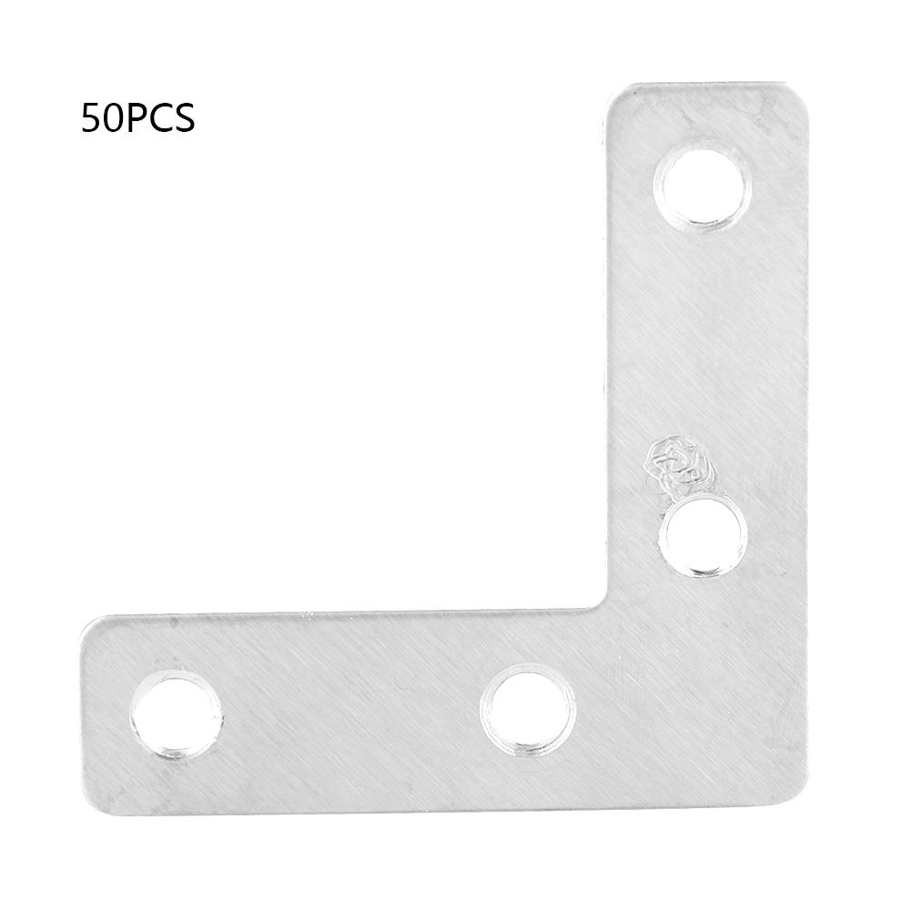 50 peças Placa de Canto em L de Aço Inoxidável Conector Conexões para Móveis Conectores (80 mm)