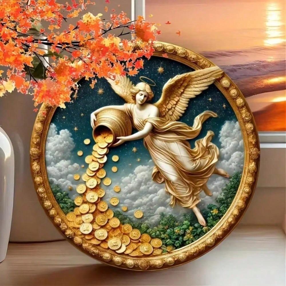 Vintage Wealth Angel Metal Tin Sign Retro Home Wall Decor Plaque