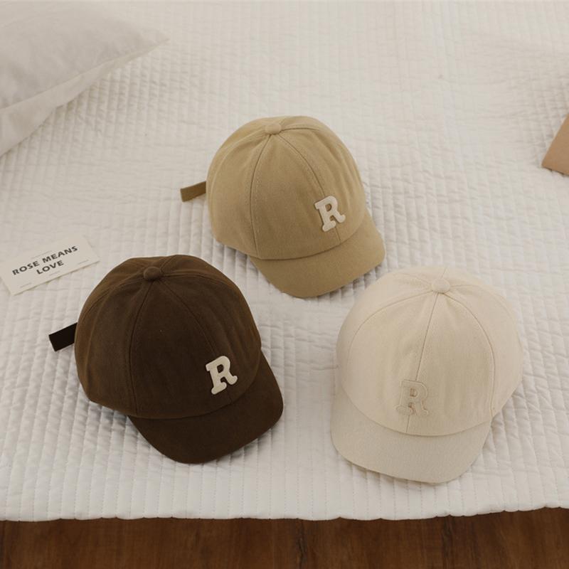 Summer Baby Baseball Cap Letter Embroidery Toddler Peaked Hat Korean Solid Color Short-brim Kids Boy Girl Sun Hats