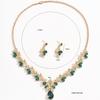 Fashion Luxury Full of Rhinestone Flower Green Teardrop-shaped Crystal Pendant Necklace for Women Bride Wedding Banquet Jewelry